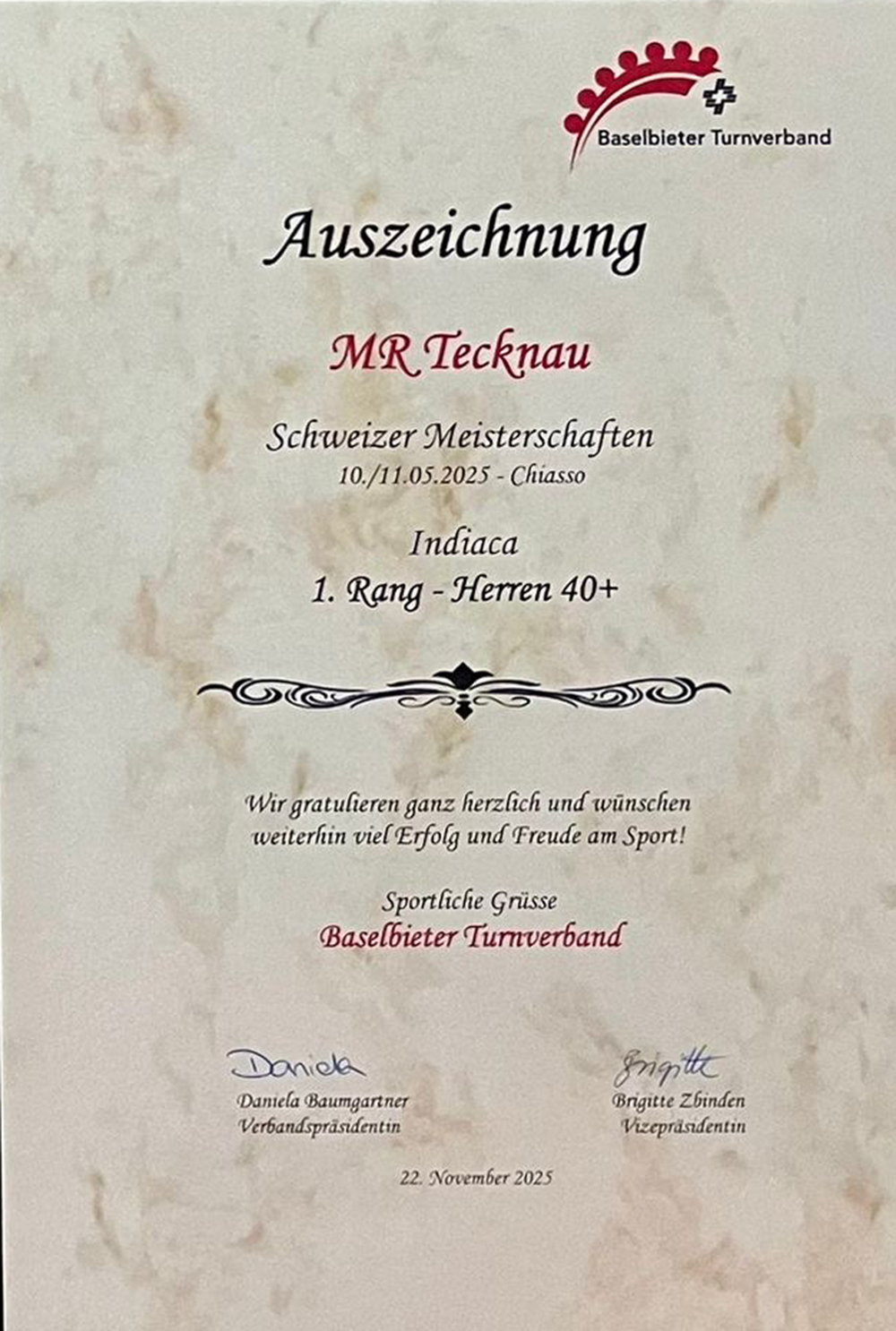 Auszeichnung SM Indiaca 2025