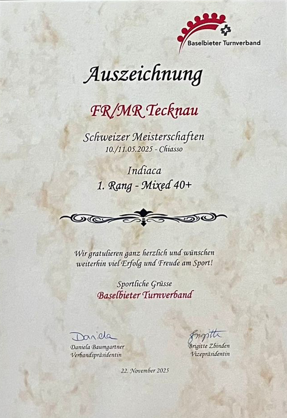 Auszeichnung SM Indiaca 2025